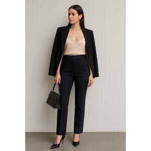 Vintage Prada Pleated Trousers Black Pants Nylon Stretch 6 Officewear 44